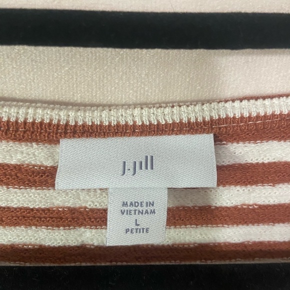 J Jill women's L P henna and cream stripe square neck 3/4 sleeve w/ buttons EUC - Picture 3 of 8